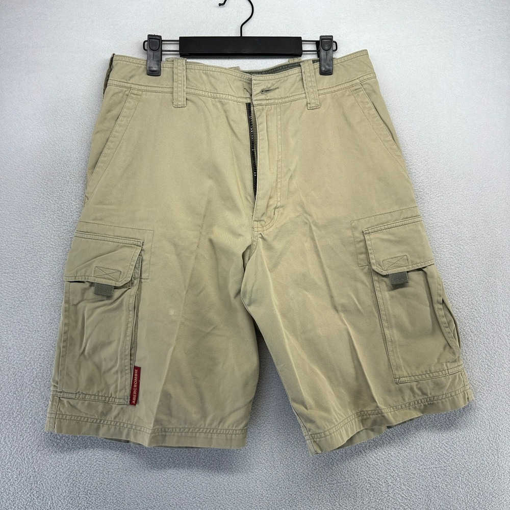 Vintage Abercrombie Fitch Shorts Men's Small Tan Baggy Cargo Thick Military REAF